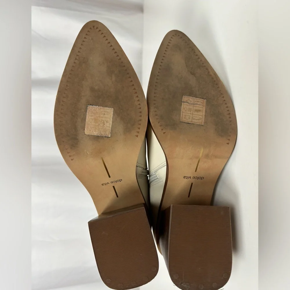 Dolce Vita Ivory Leather Ankle Boots Size 8 - Picture 8 of 9